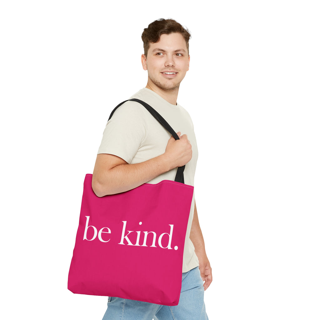 be kind. Large Raspberry Tote Bag