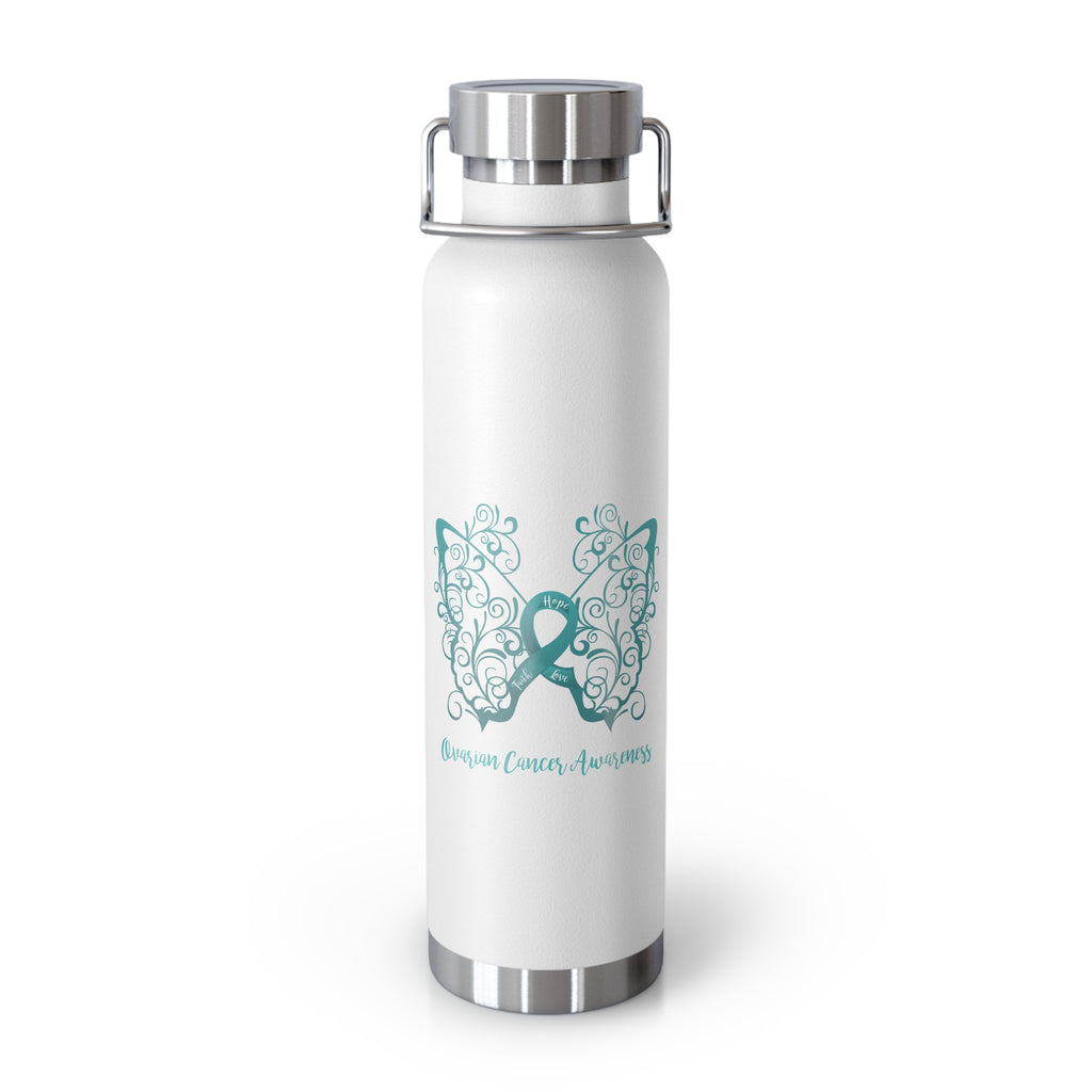 Ovarian Cancer Awareness Filigree Butterfly Copper Vacuum Insulated Bottle, 22oz