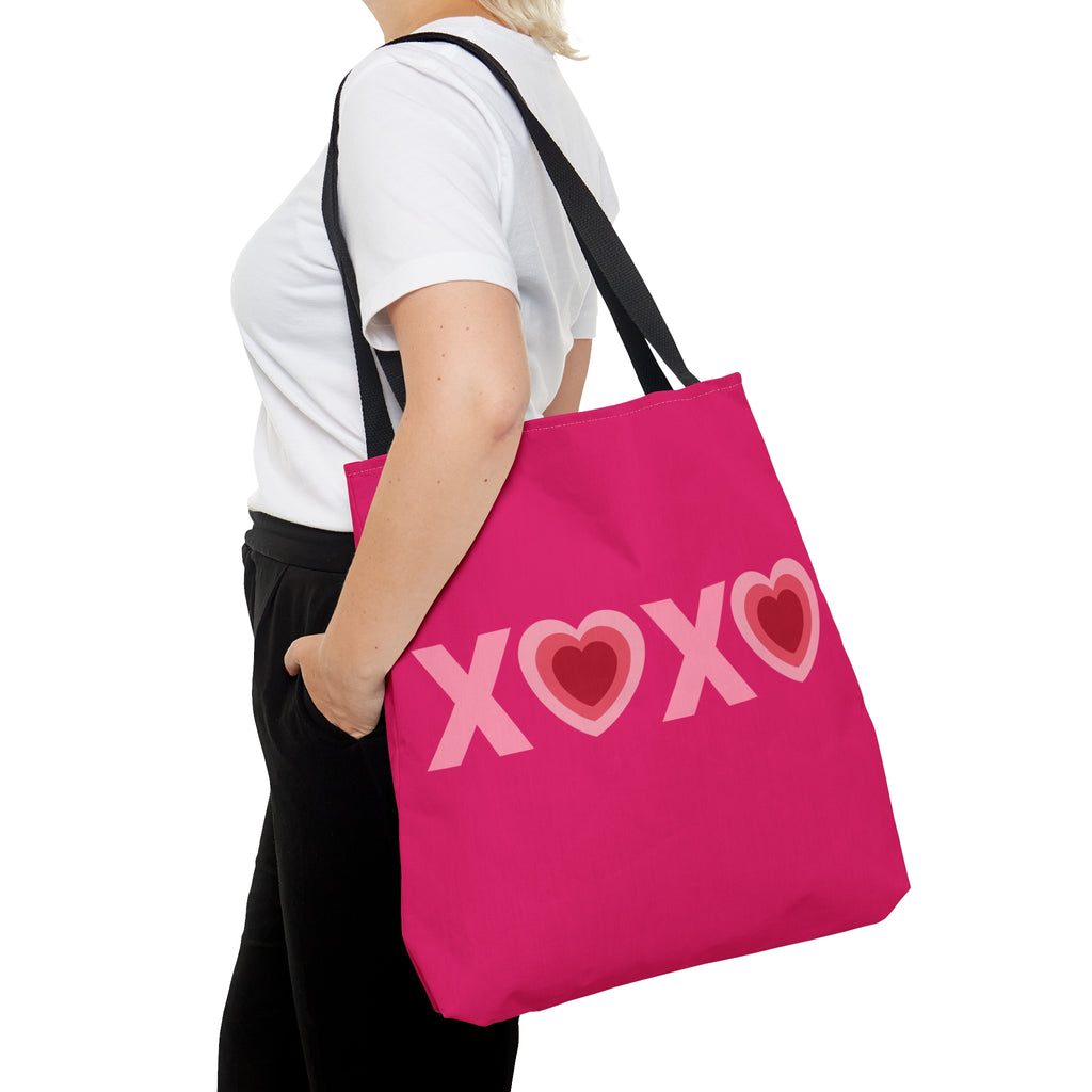 Valentines XOXO Heart Large Raspberry Tote Bag