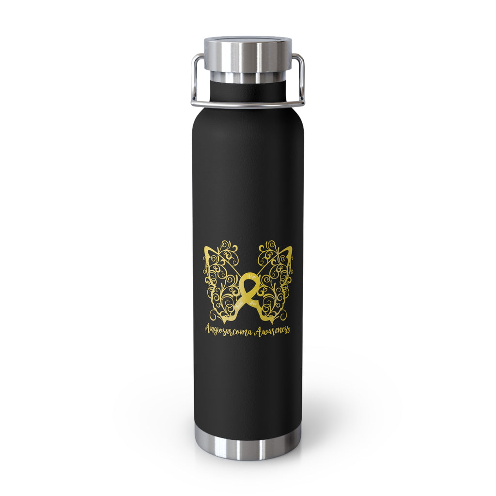 Angiosarcoma Awareness Filigree Butterfly Copper Vacuum Insulated Bottle, 22oz