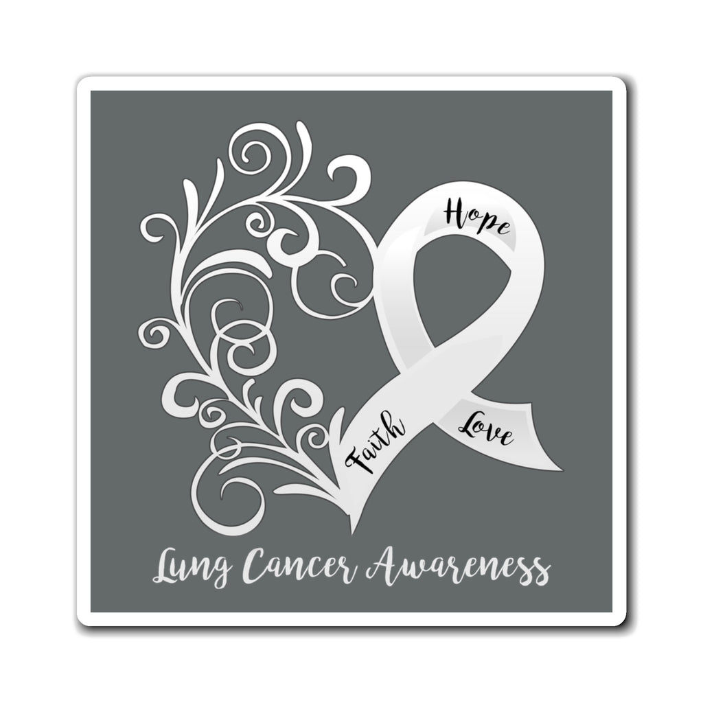 Lung Cancer Awareness Heart "Dark Grey" Magnet (3 Sizes Available)