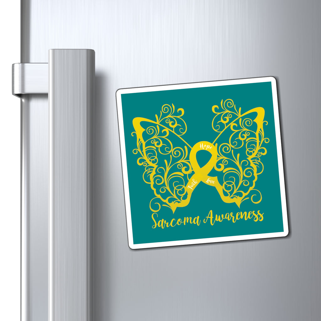 Sarcoma Awareness Filigree Butterfly Dark Teal Magnet (3 Sizes Available)