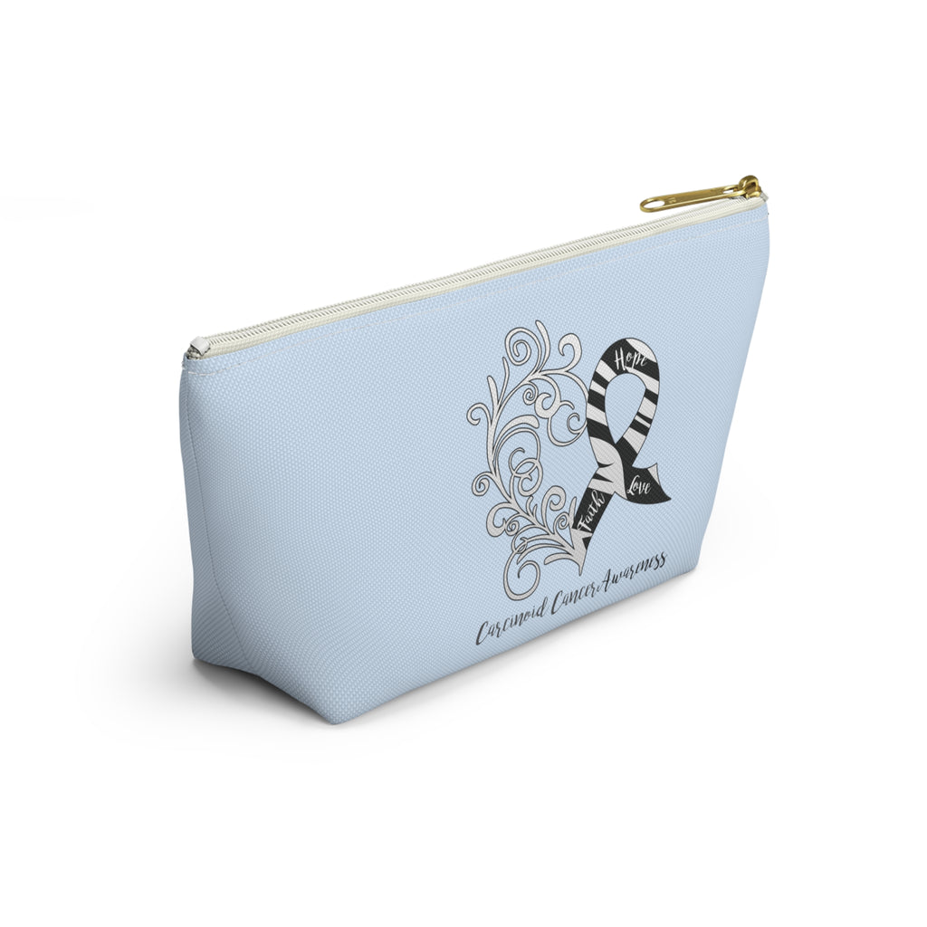 Carcinoid Cancer Awareness Heart Small "Light Blue" T-Bottom Accessory Pouch (Dual-Sided Design)