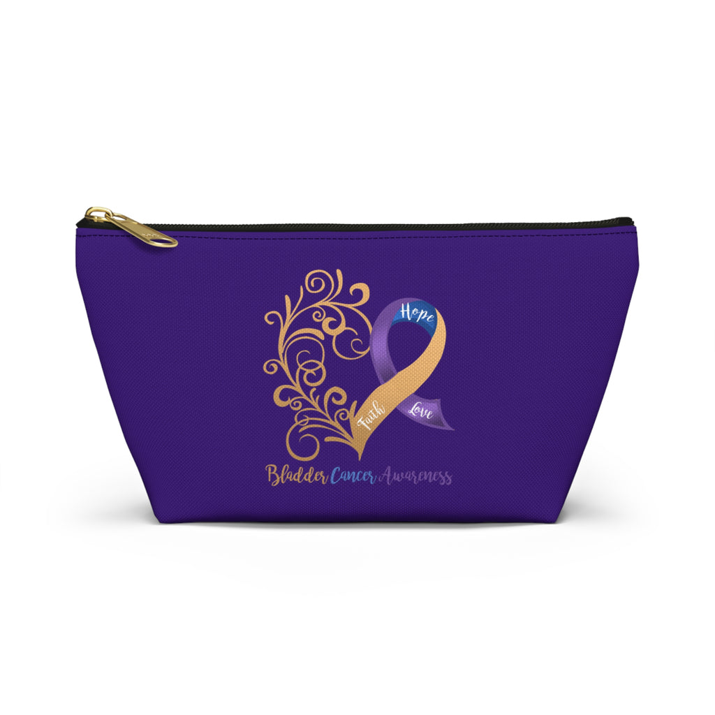 Bladder Cancer Awareness Heart "Purple" T-Bottom Accessory Pouch (Dual-Sided Design)