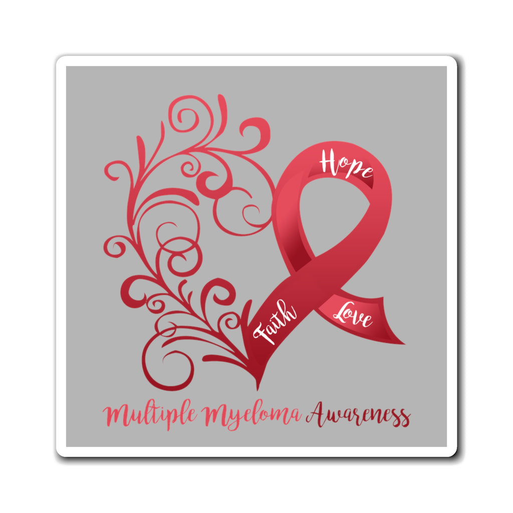Multiple Myeloma Awareness Heart "Light Grey" Magnet (3 Sizes Available)