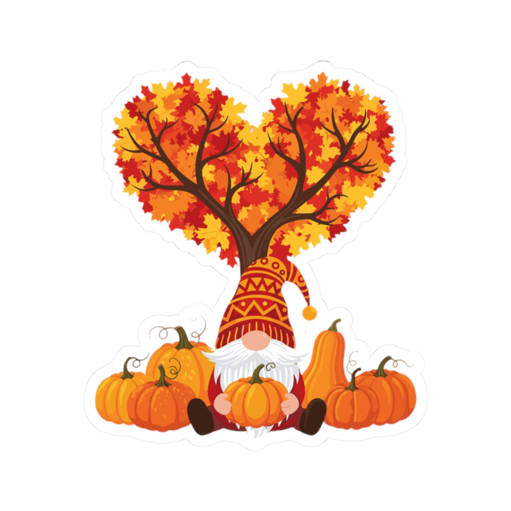 Autumn Gnome Transparent Sticker - Multiple Sizes
