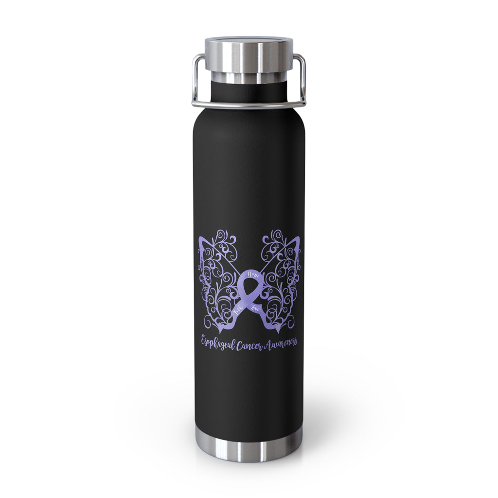 Esophageal Cancer Awareness Filigree Butterfly Copper Vacuum Insulated Bottle, 22oz