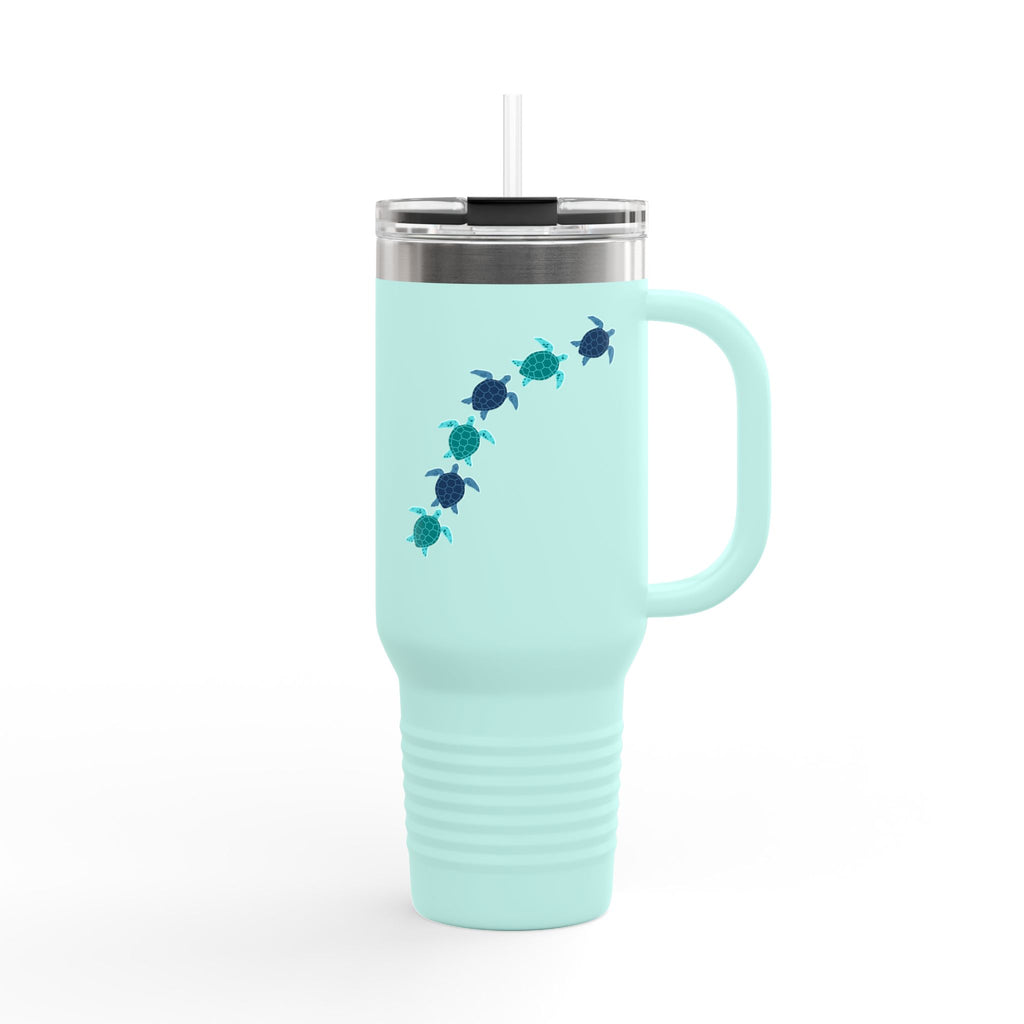 Swimming Sea Turtles (Teal) Insulated Travel Mug, 40oz