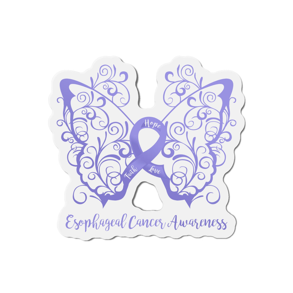 Esophageal Cancer Awareness Filigree Butterfly Flexible Vehicle Magnet (6 X 6)