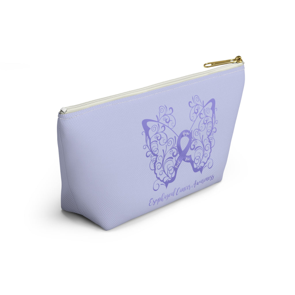 Esophageal Cancer Awareness Filigree Butterfly "Periwinkle Blue" T-Bottom Accessory Pouch (Dual-Sided Design)