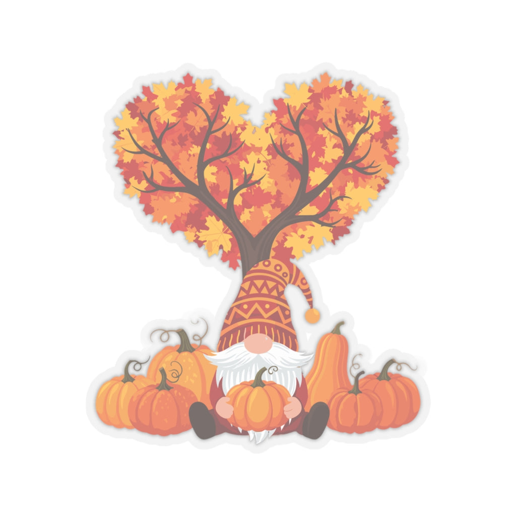 Autumn Gnome Transparent Sticker - Multiple Sizes