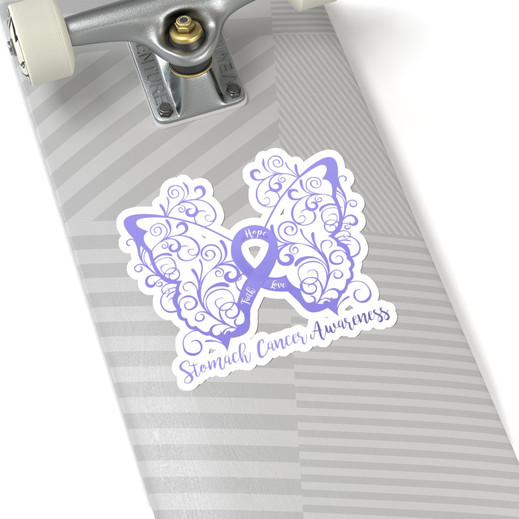 Stomach Cancer Awareness Filigree Butterfly Car Sticker (6 x 6)
