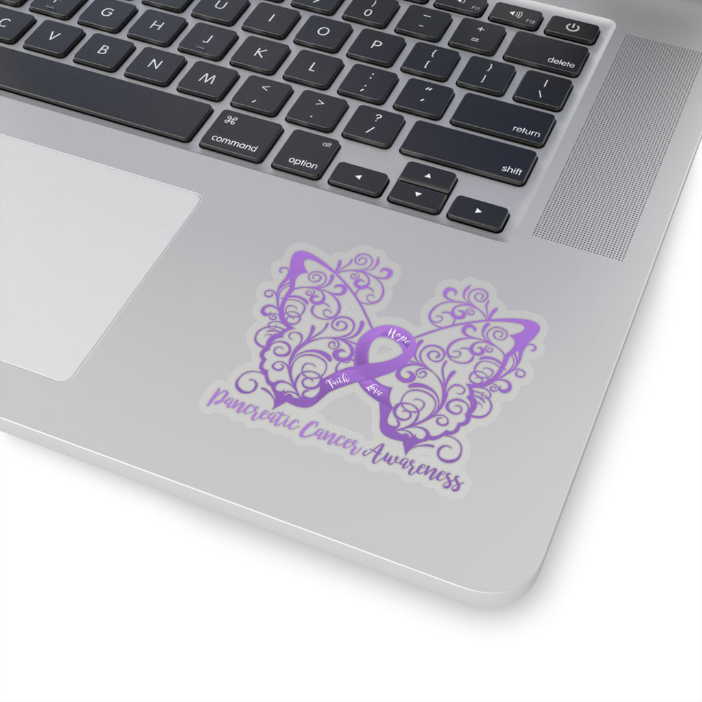 Pancreatic Cancer Awareness Filigree Butterfly Sticker (3 x 3)