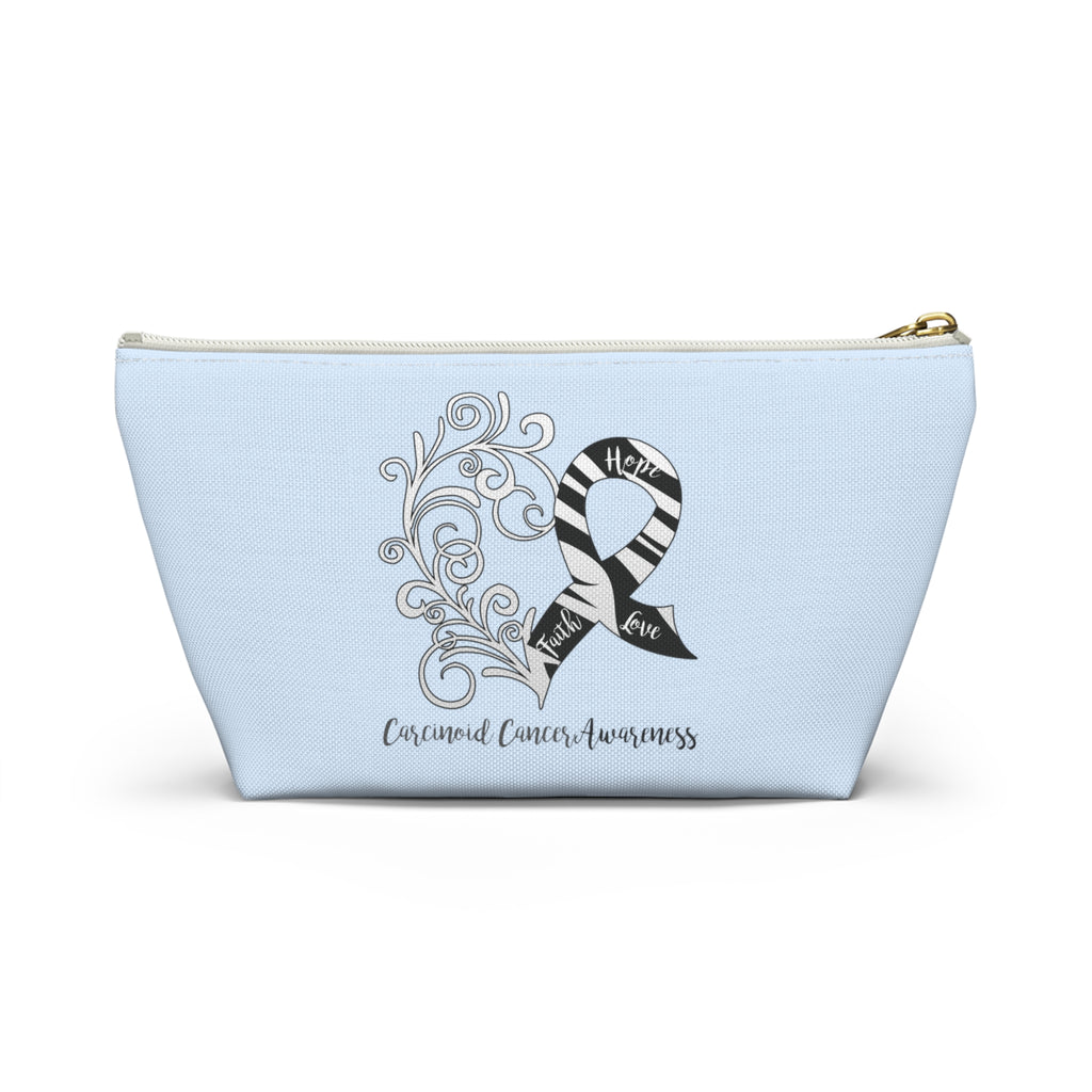 Carcinoid Cancer Awareness Heart Small "Light Blue" T-Bottom Accessory Pouch (Dual-Sided Design)