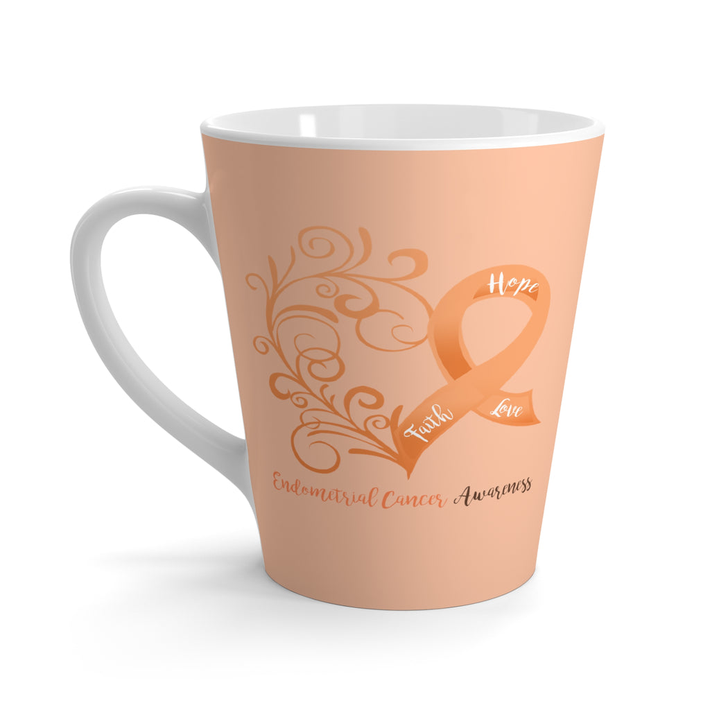 Endometrial Cancer Awareness "Peach" Latte Mug (Dual-Sided Design)(12 oz.)