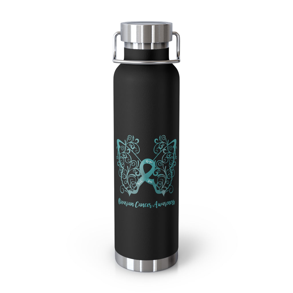 Ovarian Cancer Awareness Filigree Butterfly Copper Vacuum Insulated Bottle, 22oz
