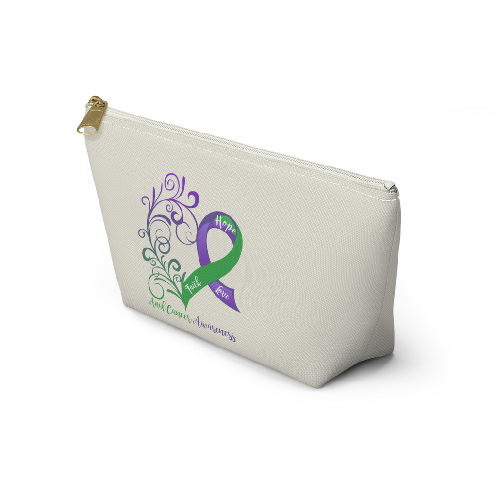 Anal Cancer Awareness Heart "Natural" T-Bottom Accessory Pouch (Dual-Sided Design)