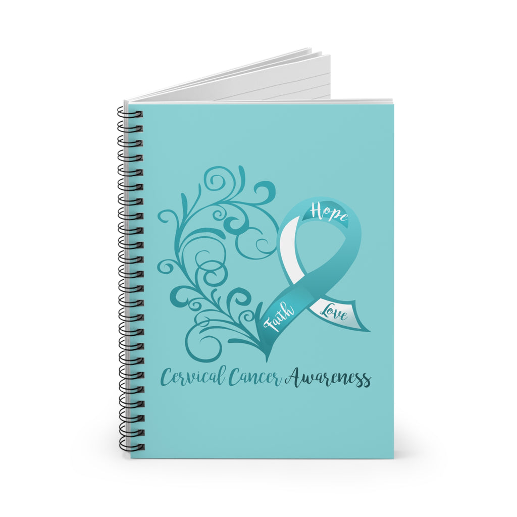 Cervical Cancer Awareness Spiral Journal - Ruled Line (Light Teal)