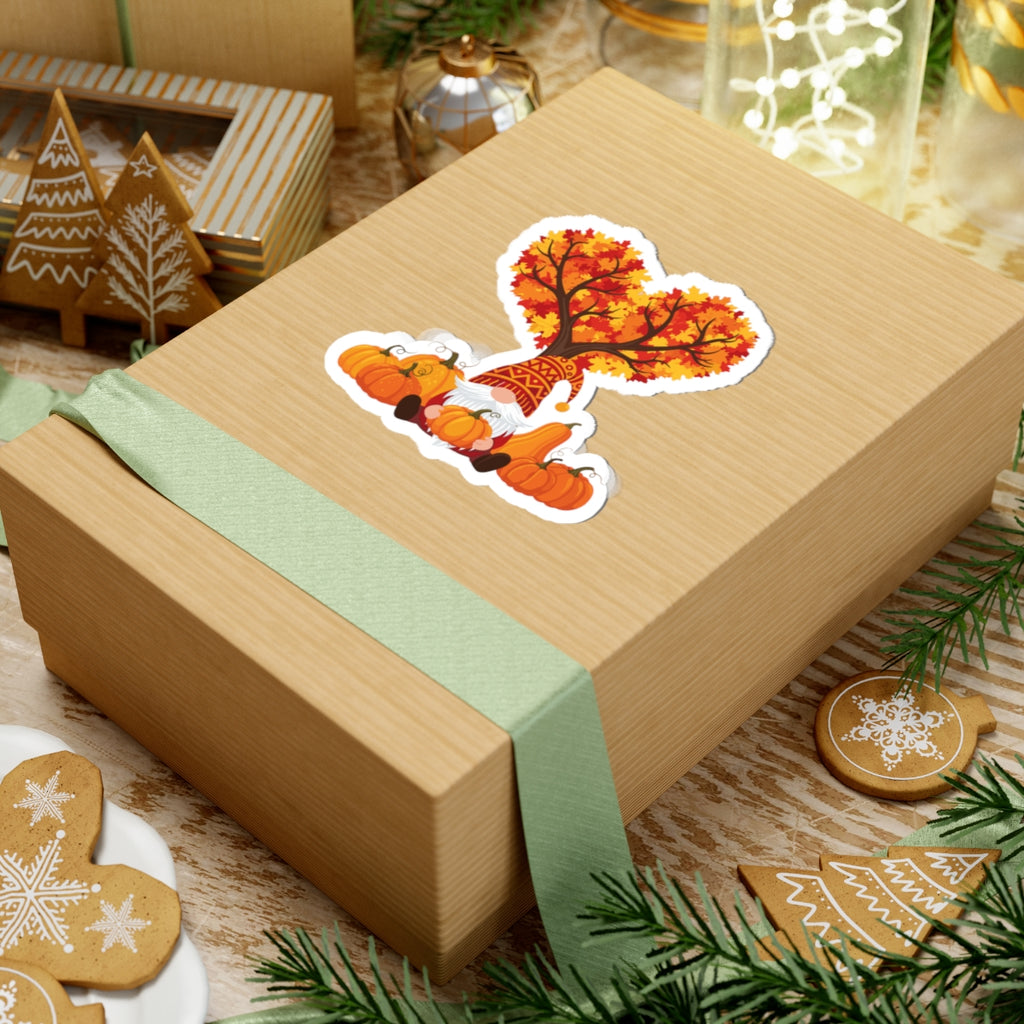 Autumn Gnome Transparent Sticker - Multiple Sizes