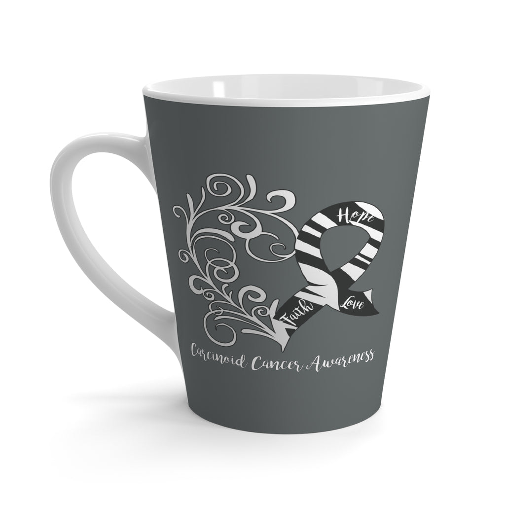 Carcinoid Cancer Awareness "Dark Grey" Latte Mug (Dual-Sided Design)(12 oz.)