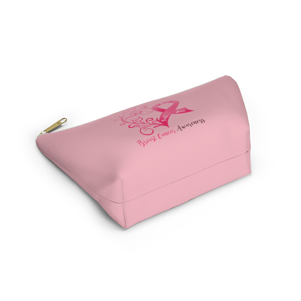 Breast Cancer Awareness Heart Small "Pink" T-Bottom Accessory Pouch (Dual-Sided Design)