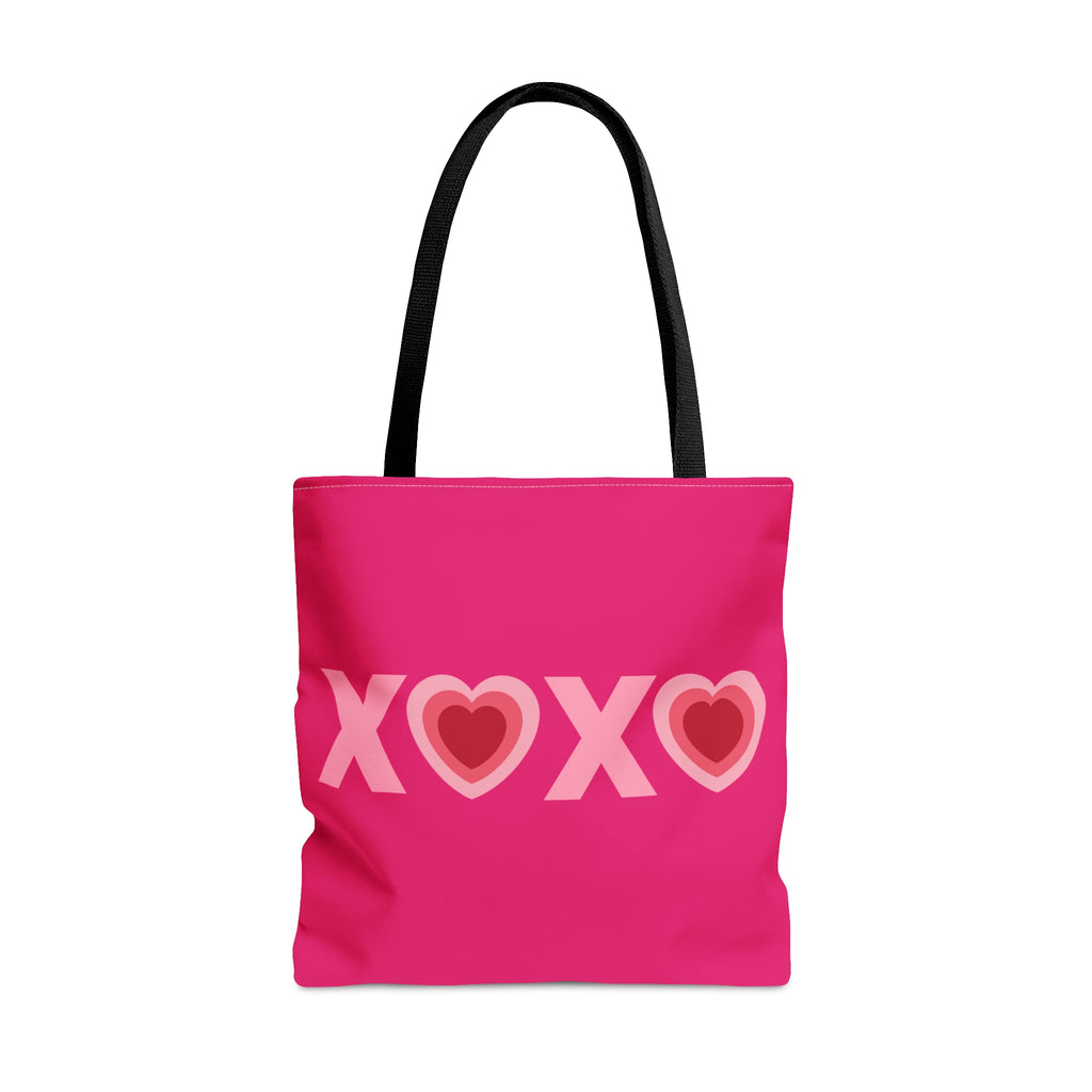 Valentines XOXO Heart Large Raspberry Tote Bag