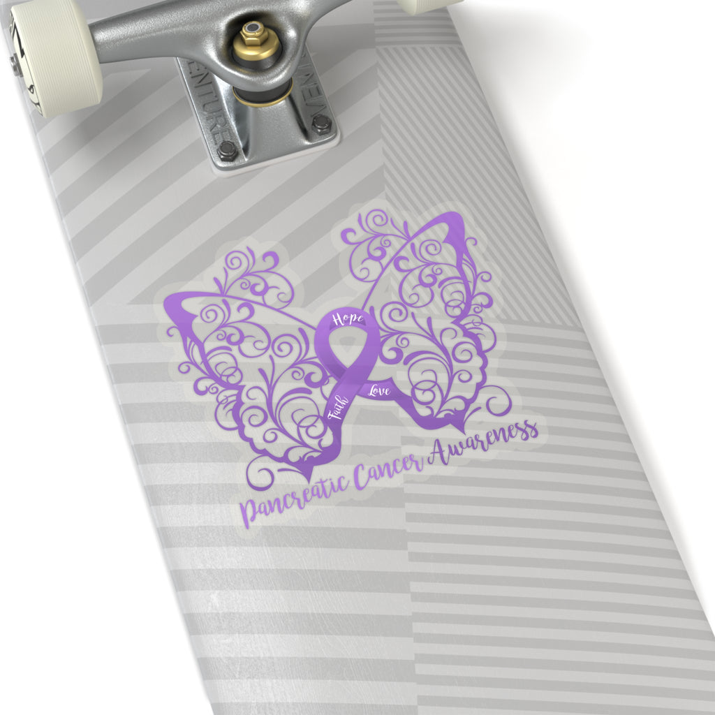 Pancreatic Cancer Awareness Filigree Butterfly Car Sticker (6 x 6)