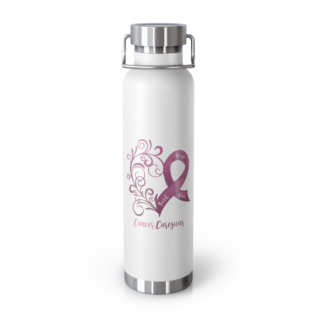 Cancer Caregiver Heart Copper Vacuum Insulated Bottle, 22oz (White)