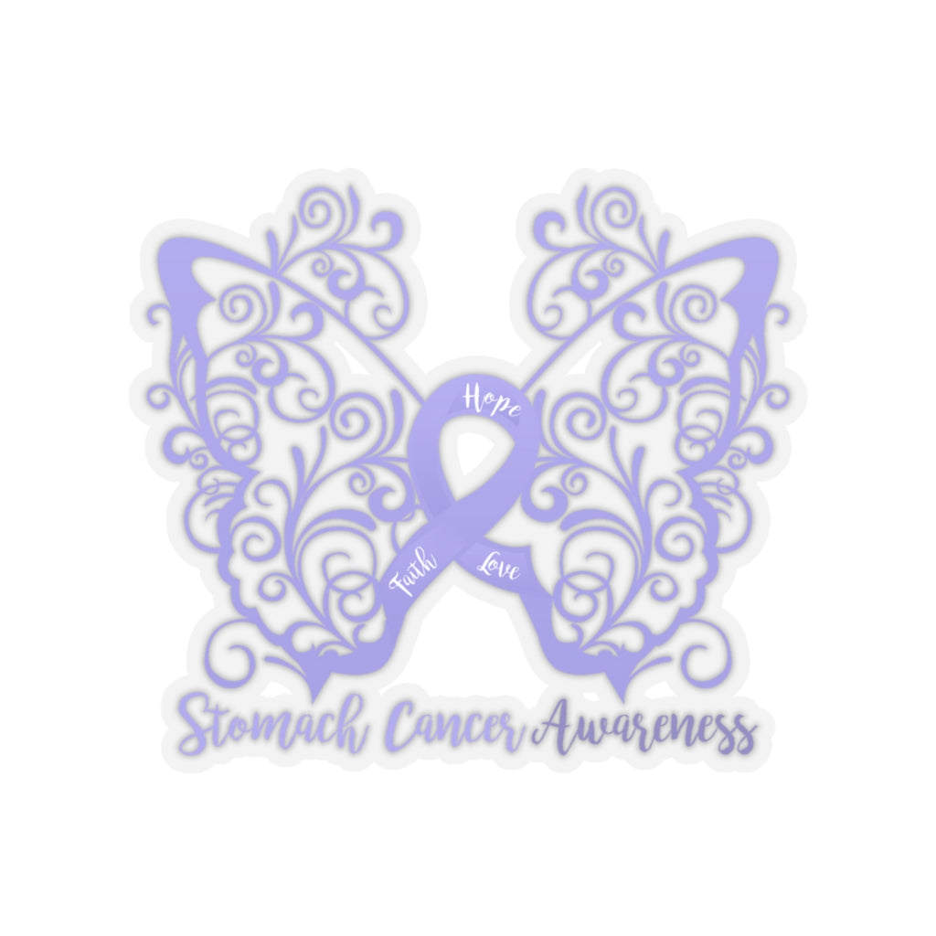 Stomach Cancer Awareness Filigree Butterfly Sticker (3 x 3)