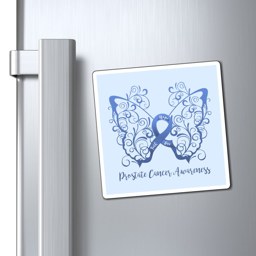 Prostate Cancer Awareness Filigree Butterfly "Light Blue" Magnet (3 Sizes Available)