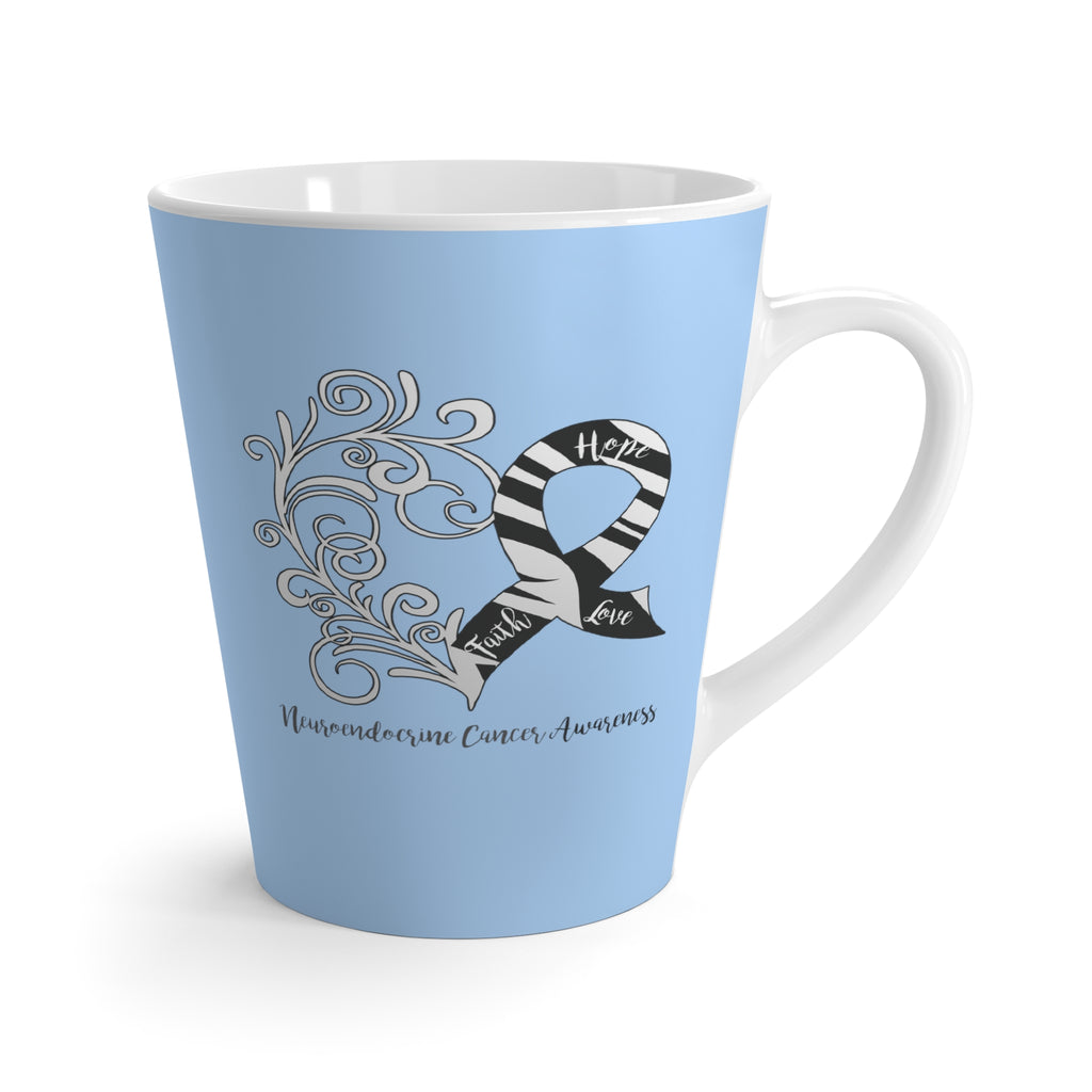 Neuroendocrine Cancer Awareness Heart "Light Blue" Latte Mug (Dual-Sided Design)(12 oz.)