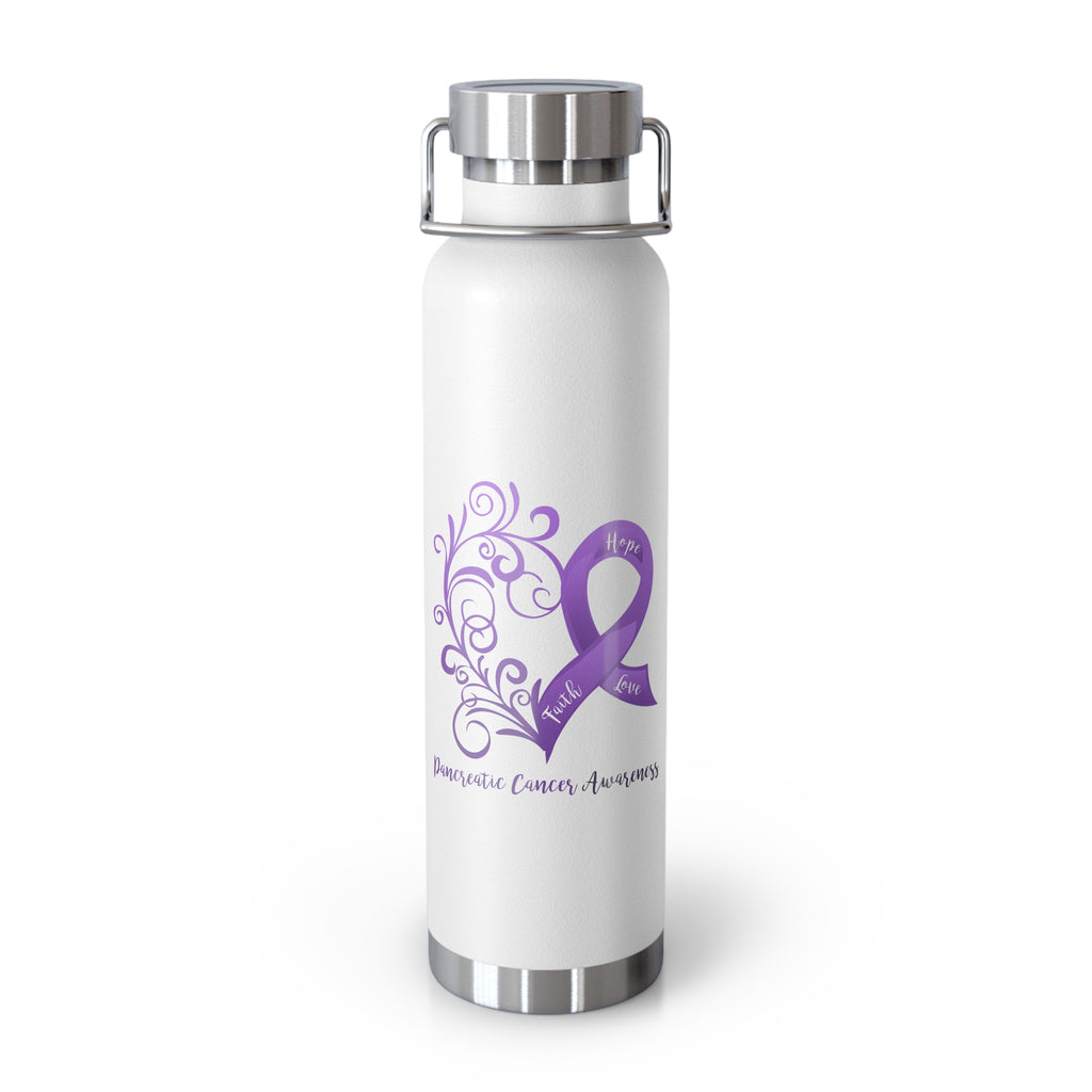 Pancreatic Cancer Awareness Heart Copper Vacuum Insulated Bottle, 22oz