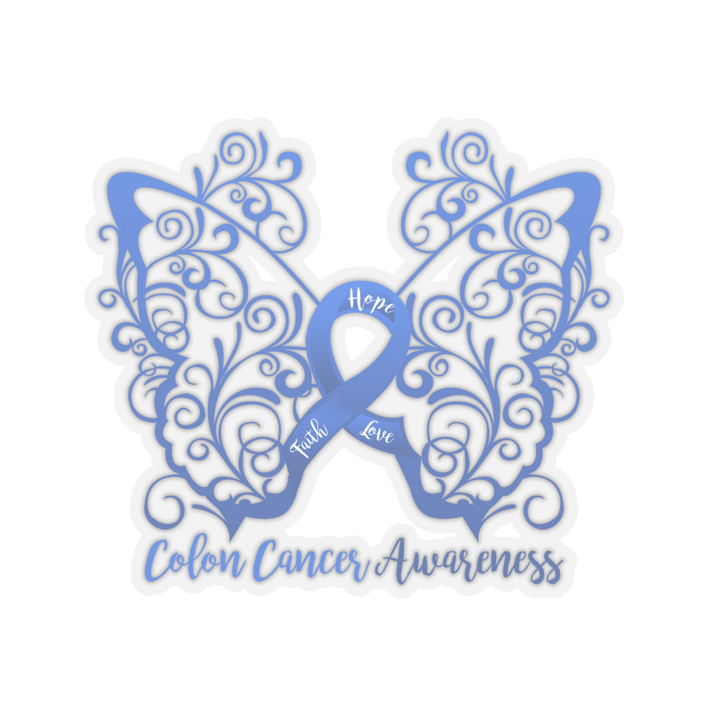 Colon Cancer Awareness Filigree Butterfly Car Sticker (6 x 6)