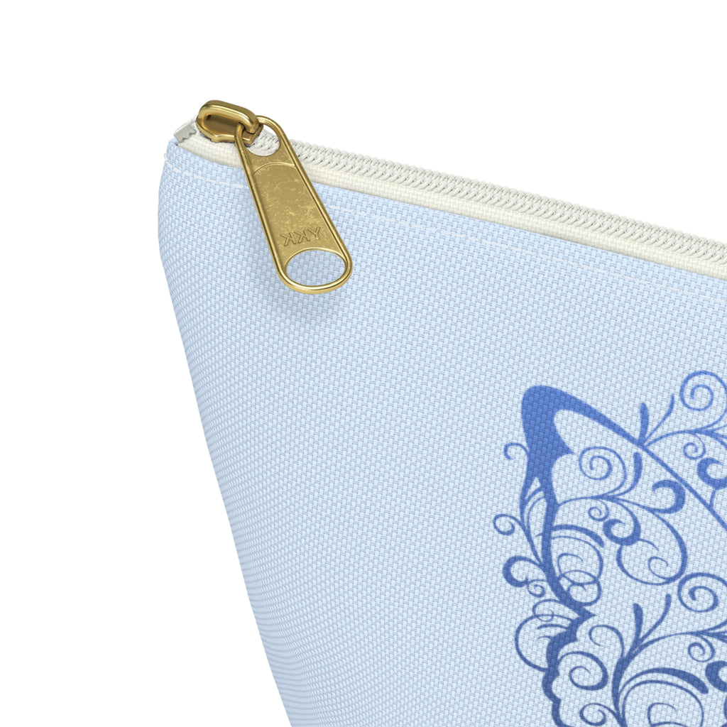 Prostate Cancer Awareness Filigree Butterfly Small "Light Blue" T-Bottom Accessory Pouch (Dual-Sided Design)
