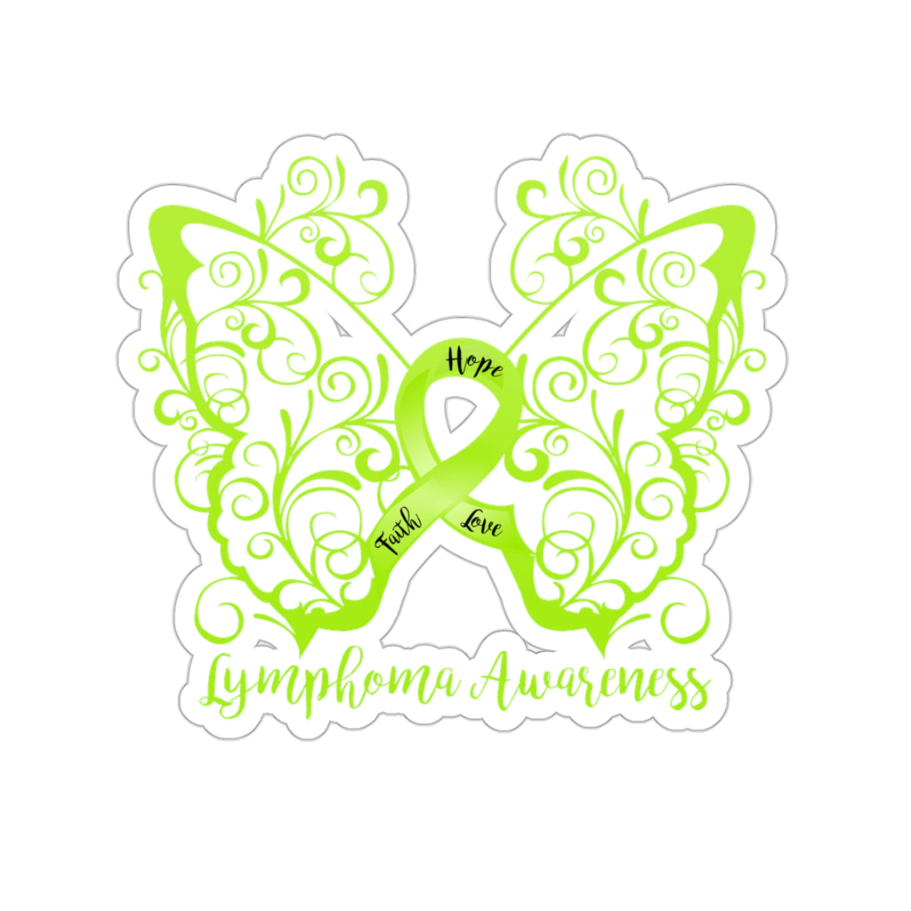 Lymphoma Filigree Butterfly Sticker (3 x 3)