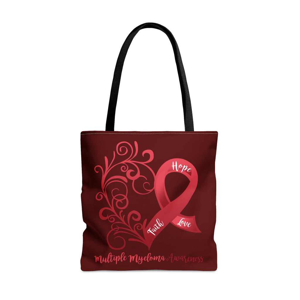Multiple Myeloma Awareness Heart Maroon Tote Bag (Dual-Sided Design)