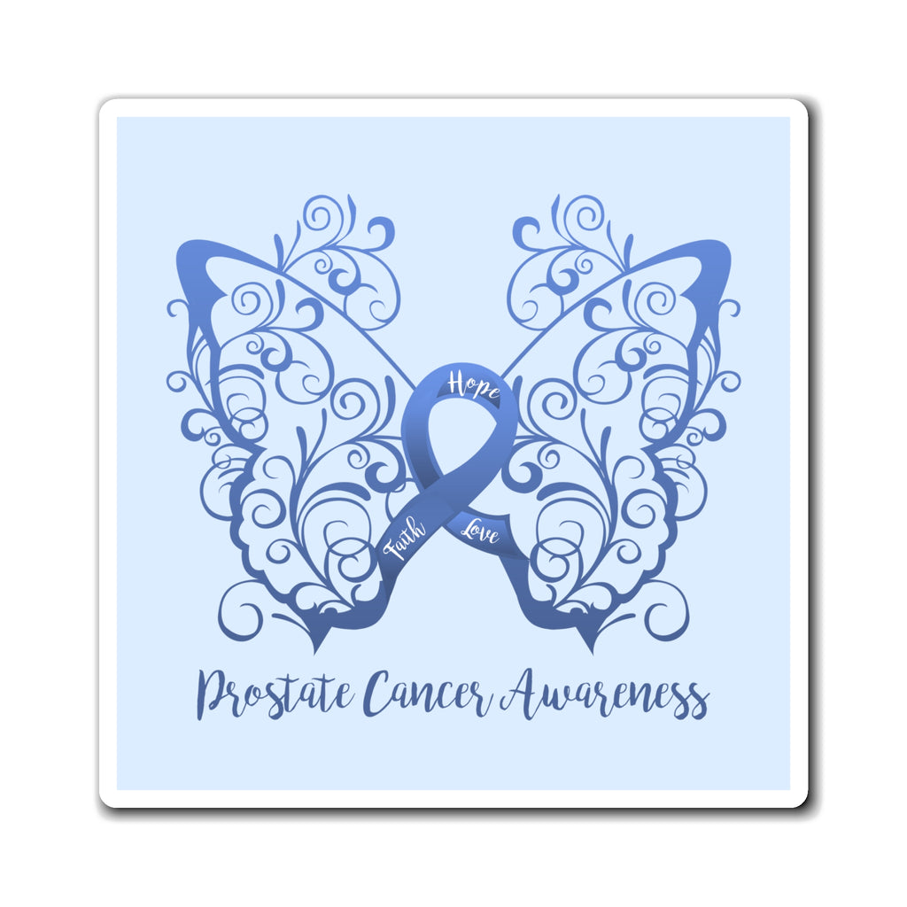 Prostate Cancer Awareness Filigree Butterfly "Light Blue" Magnet (3 Sizes Available)