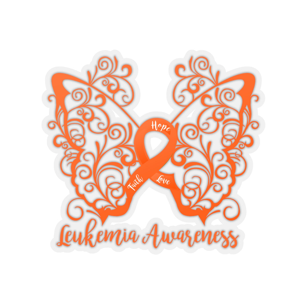 Leukemia Awareness Filigree Butterfly Vehicle Sticker (6 x 6)