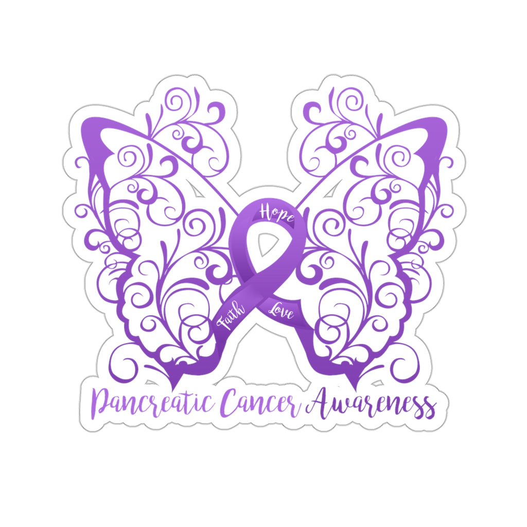Pancreatic Cancer Awareness Filigree Butterfly Sticker (3 x 3)