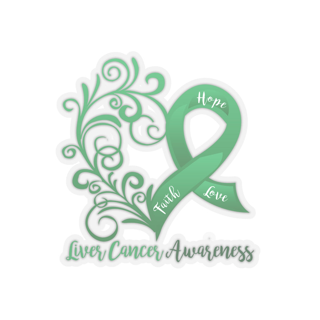 Liver Cancer Awareness Heart Car Sticker (6x6)