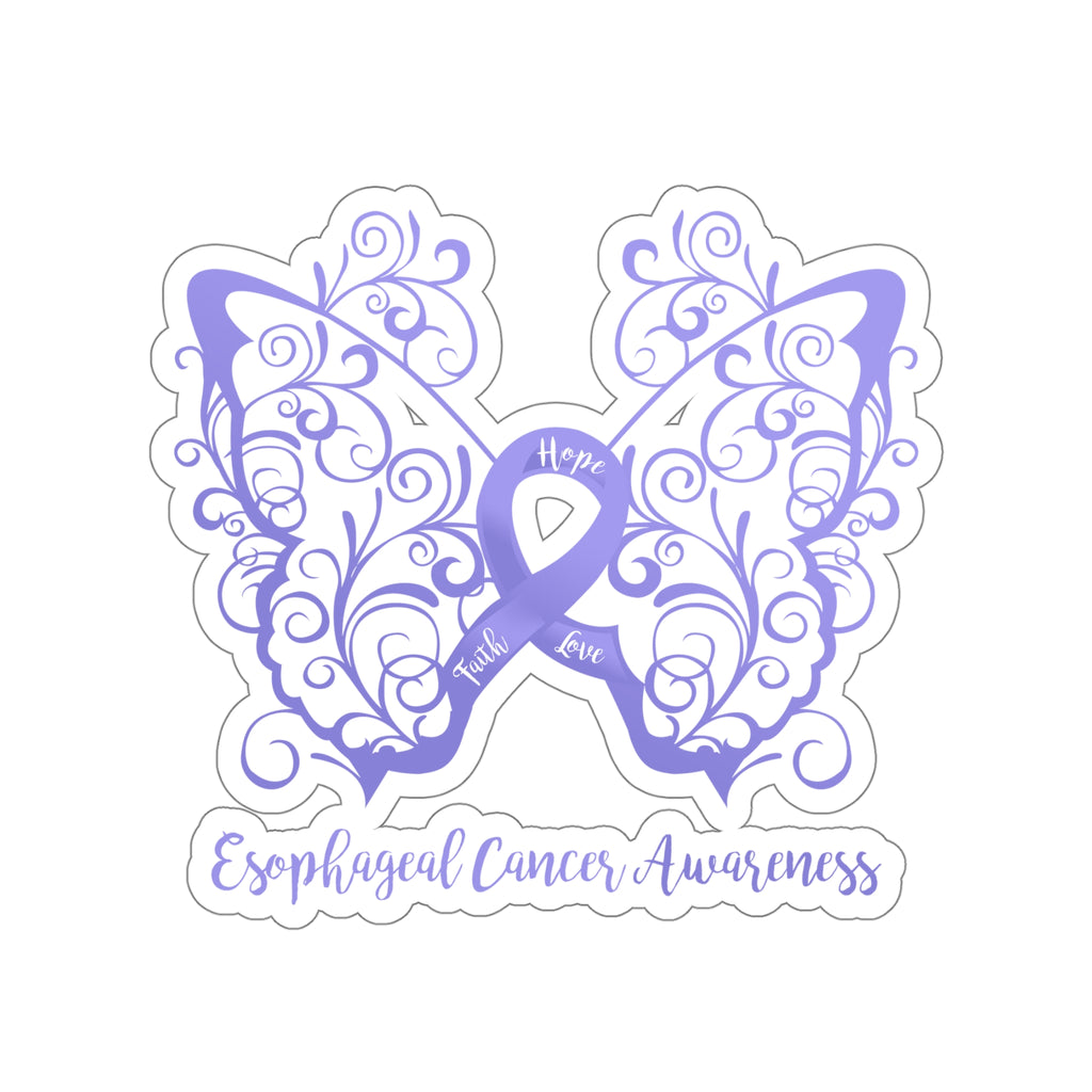 Esophageal Cancer Awareness Filigree Butterfly Car Sticker (6 x 6)