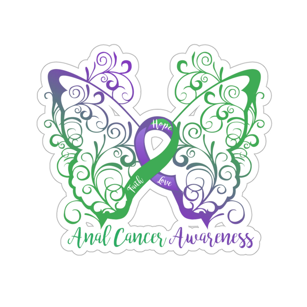 Anal Cancer Awareness Filigree Butterfly Sticker (3 x 3)