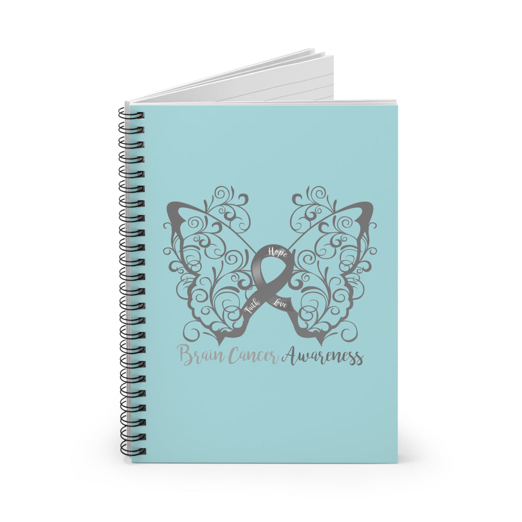 Brain Cancer Awareness Filigree Butterfly Spiral Journal - Ruled Line