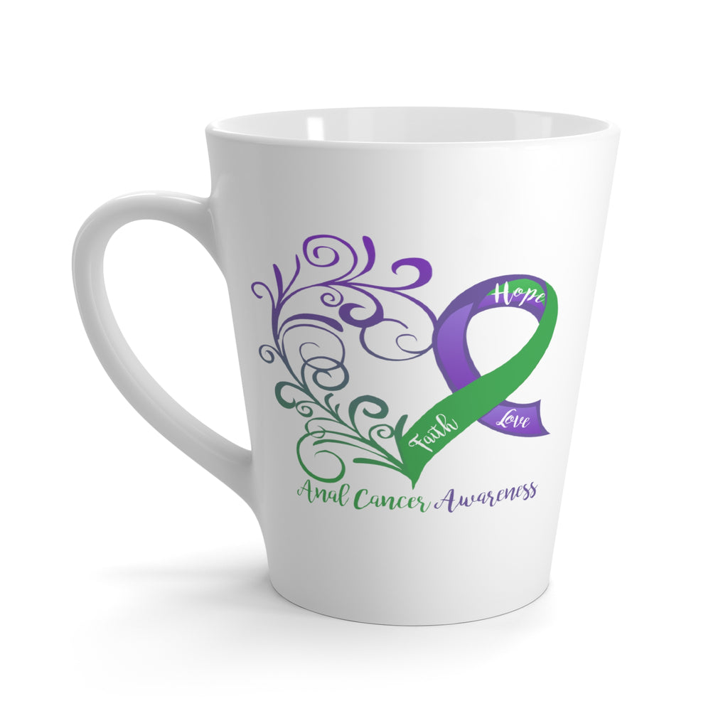Anal Cancer Awareness Heart Latte Mug (Dual-Sided Design)(12 oz.)