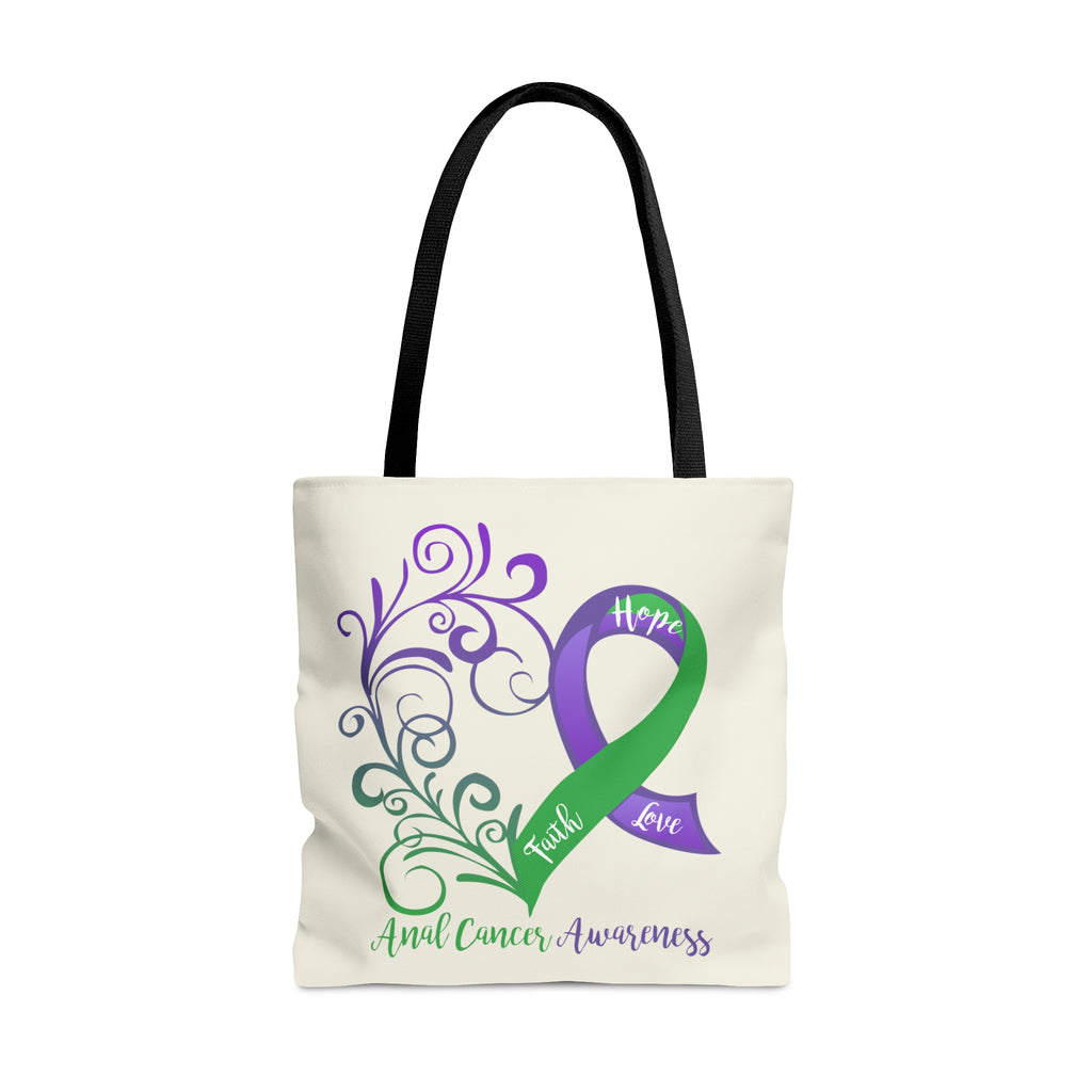 Anal Cancer Awareness Heart Large "Natural" Tote Bag