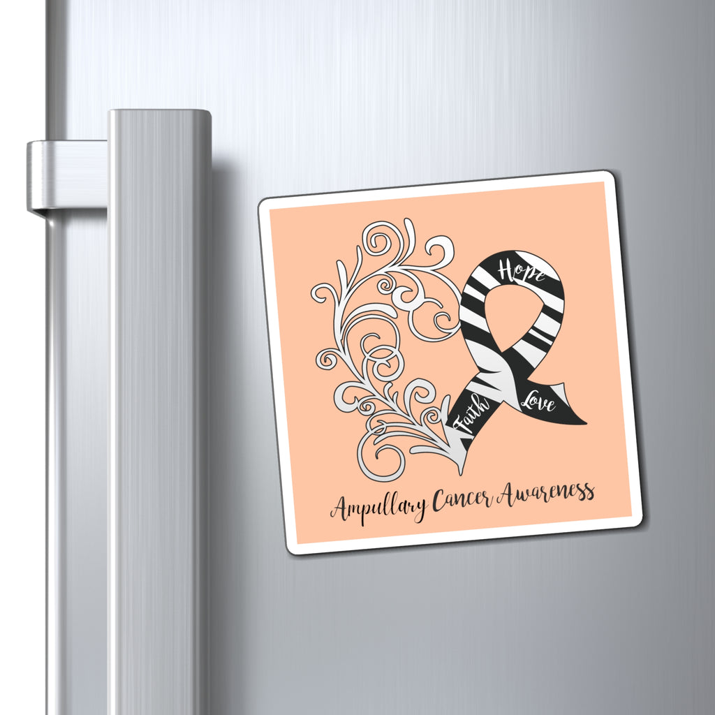 Ampullary Cancer Awareness Heart "Peach" Magnet (3 Sizes Available)