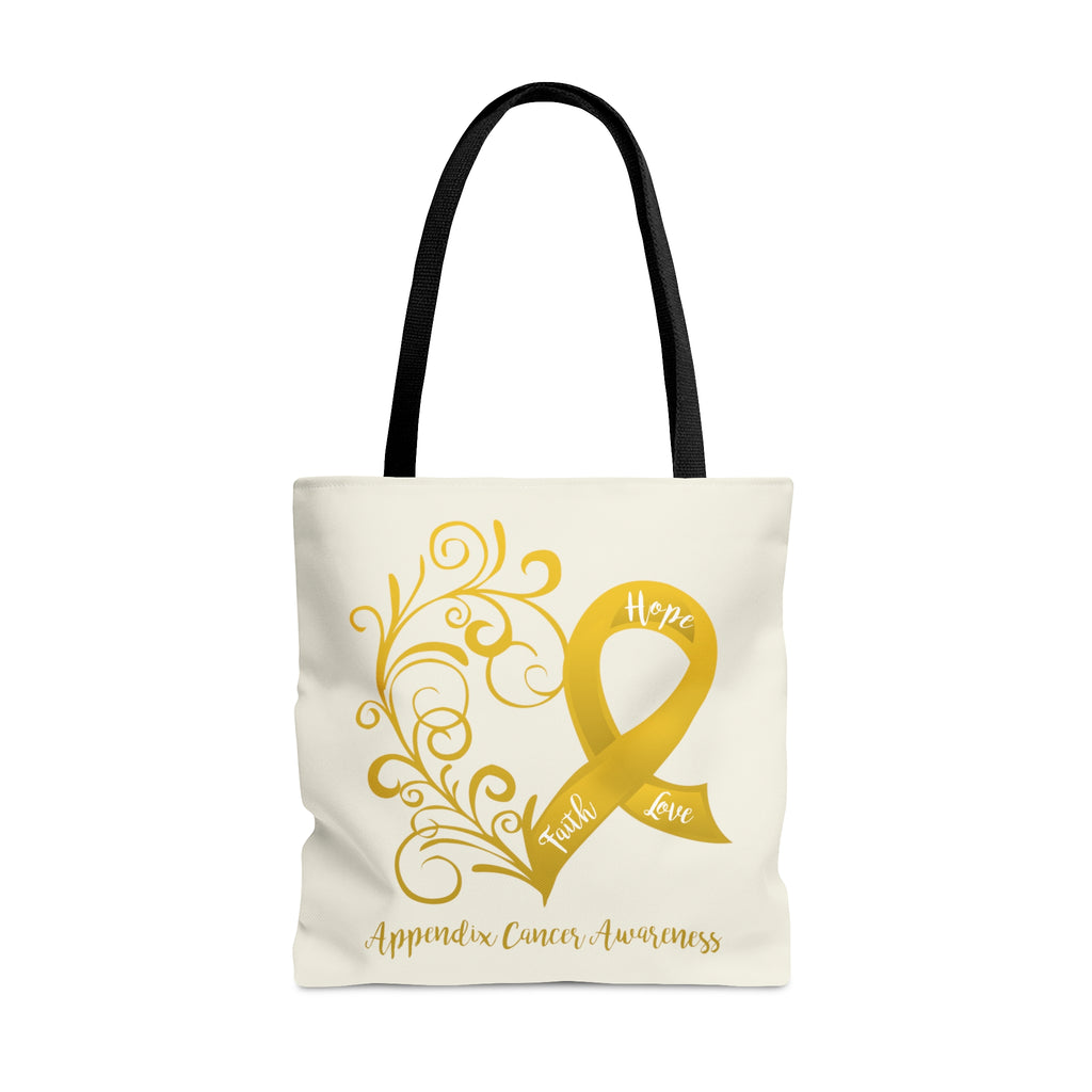 Appendix Cancer Awareness Heart Large "Natural" Tote Bag