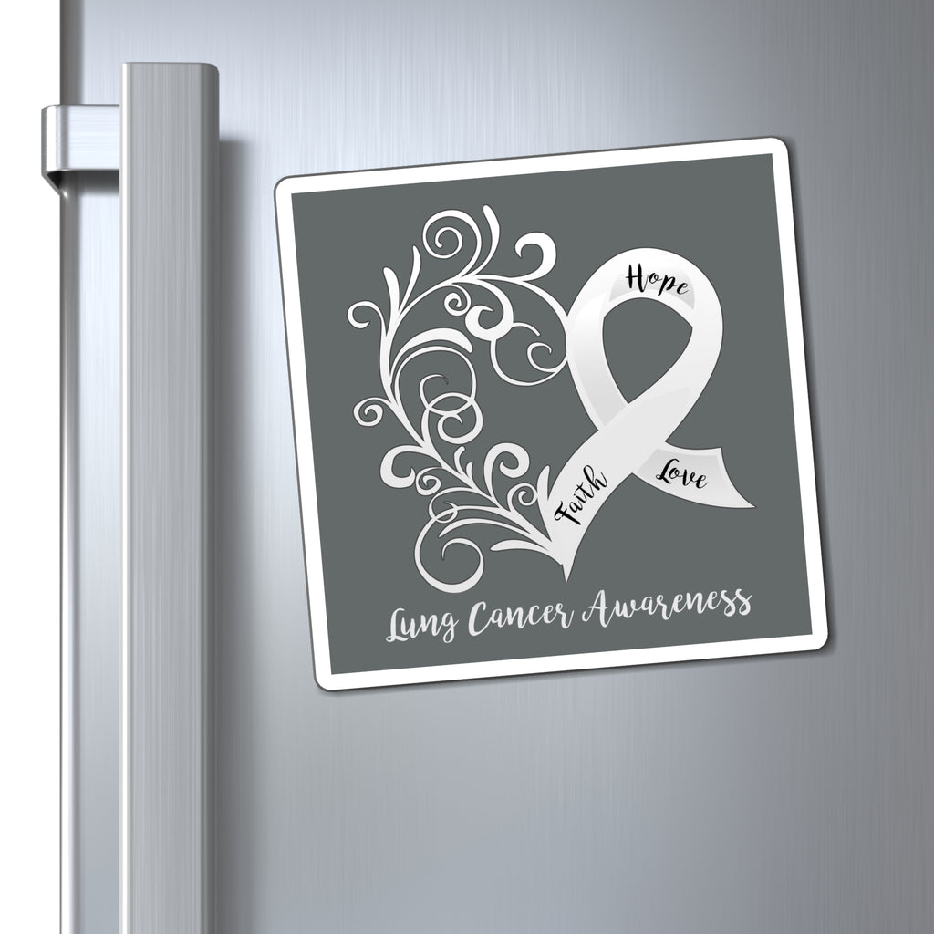 Lung Cancer Awareness Heart "Dark Grey" Magnet (3 Sizes Available)