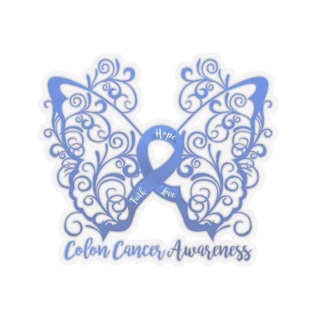 Colon Cancer Awareness Filigree Butterfly Sticker (3 x 3)
