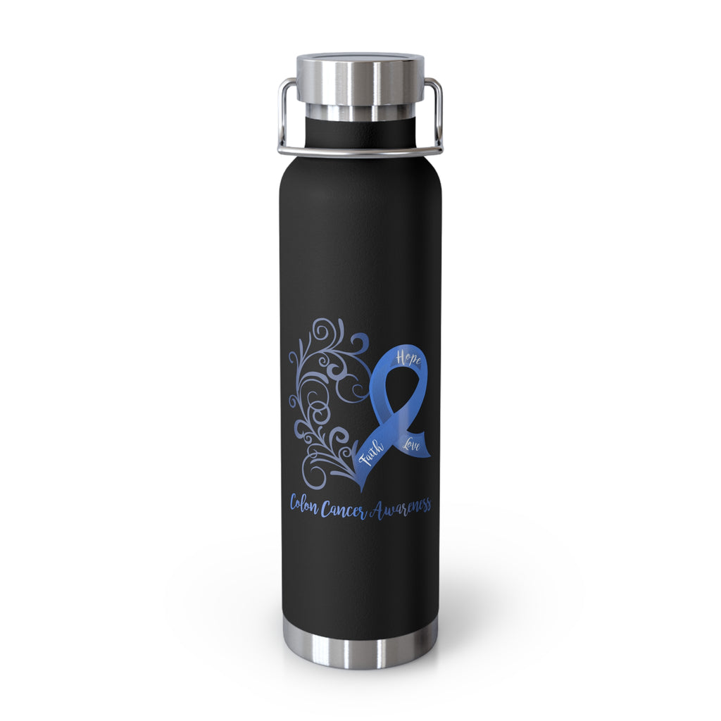 Colon Cancer Awareness Heart Copper Vacuum Insulated Bottle, 22oz